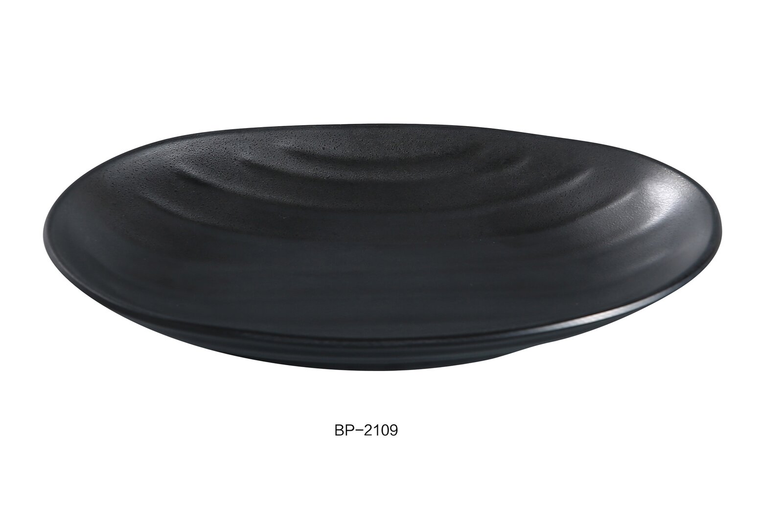 YancoMelamine Yanco BP-2109 Black pearl-1 Oval Deep Plate, 9.5" Diameter, Melamine, Black Color with Matting Finish, Pack of 48